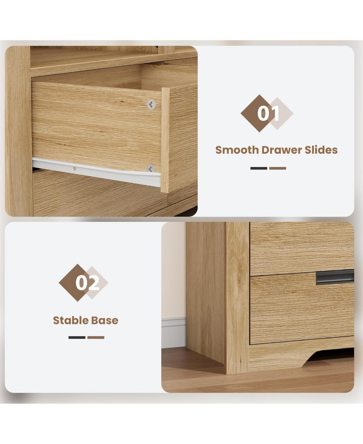 gaomon 72" Farmhouse Floor Standing Bookcase, Bookshelf with 4 Drawers, Freestanding Display Storage Shelves for Bedrooms.