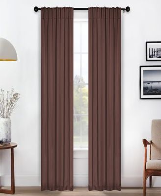 Solid Machine Room Darkening Blackout Curtains with Back Tabs, Set of 2