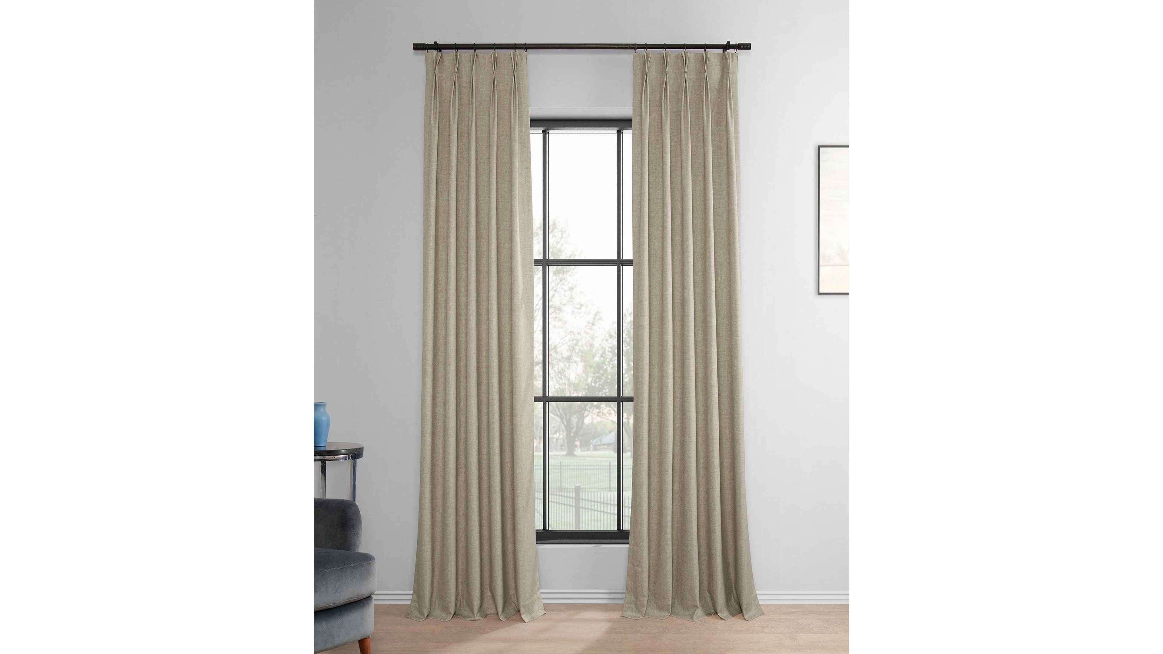 Half Price Drapes French Pleat Performance Linen Hotel Blackout Curtain