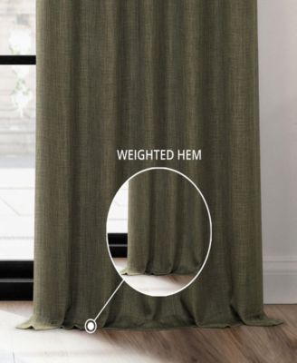 French Pleat Textured Faux Linen Room Darkening Curtain