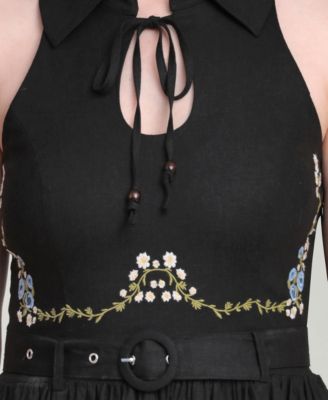 Women's Tie Neck Collared Midi Dress