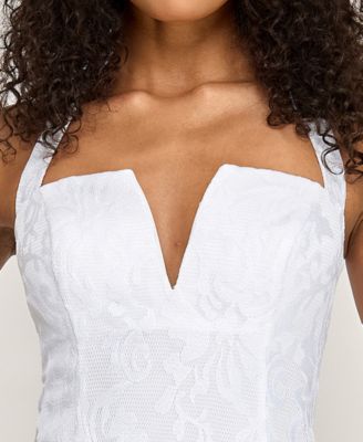 Junior's Embroidered Ruffle Hem Dress