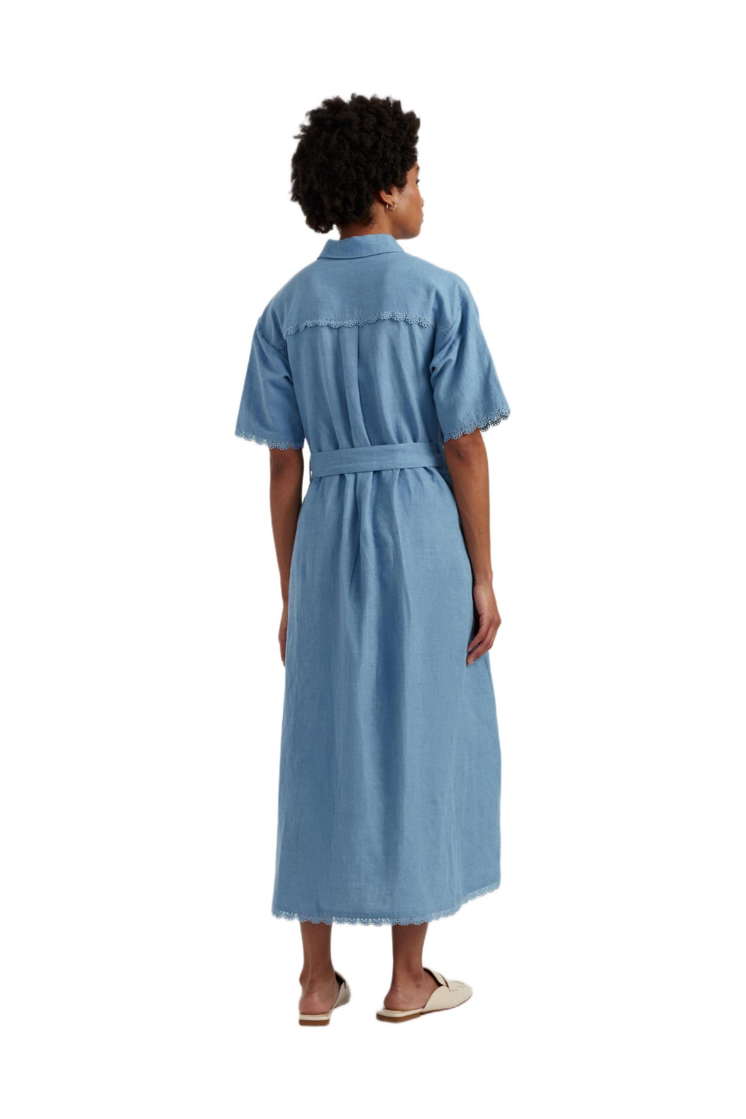 Women's Chinti and Parker Linen-Blend Scallop Shirt Dress