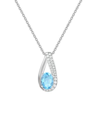 Citrine (3/4 ct. t.w.) & Lab Grown White Sapphire (1/6 ct. t.w.) Pendant Necklace in 14k Gold Over Sterling Silver (also in Sterling Silver)