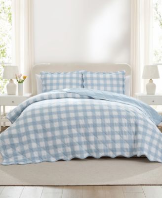 Checkered Bliss 3-Pc. Scalloped Quilt Set, King