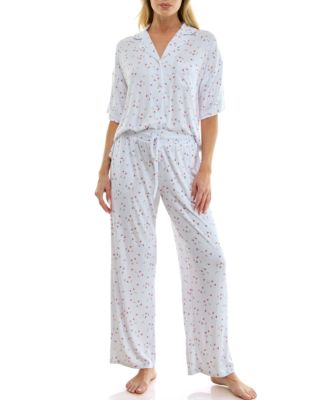 Women's Button-Up Top and Pull-On Pajama Pants, 2-Piece Set