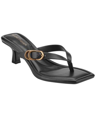 Women's Calais Buckle Slip-On Kitten Heel Dress Sandals
