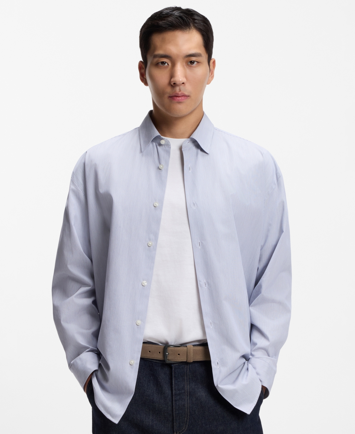 Hugo Boss Men's Matt Coating Gunmetal Buckle Belt