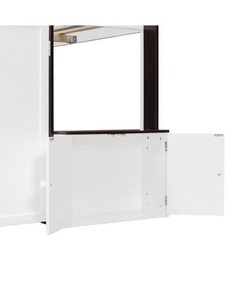 Full Loft House Bed with Playhouse & Storage, Modern Wood Cabin Bed for Kids/Teens