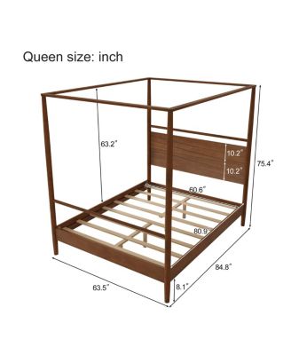 Solid Wood Canopy Bed Frame, Queen