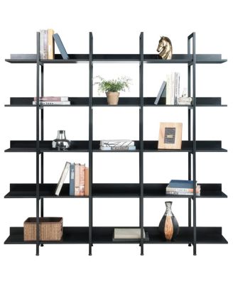 5 Tier Vintage Industrial Bookcase with Metal Frame & MDF Board