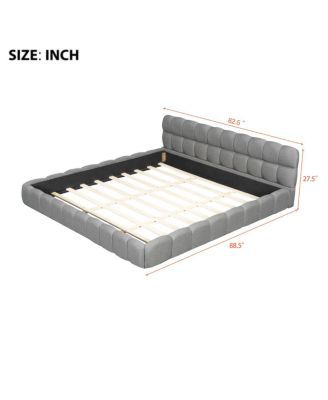 Streamdale King Size Gray Upholstered Platform Bed with Solid Frame