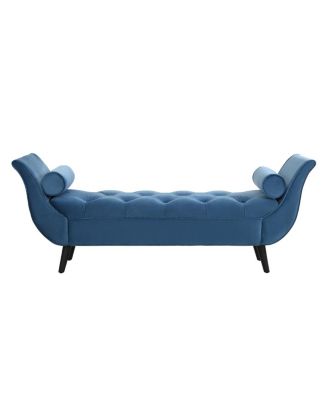 Upholstered Velvet Bench with 2 Pillows and Rolled Arms