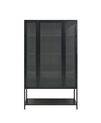 Iron Display Cabinet with Glass Door and LED Lights