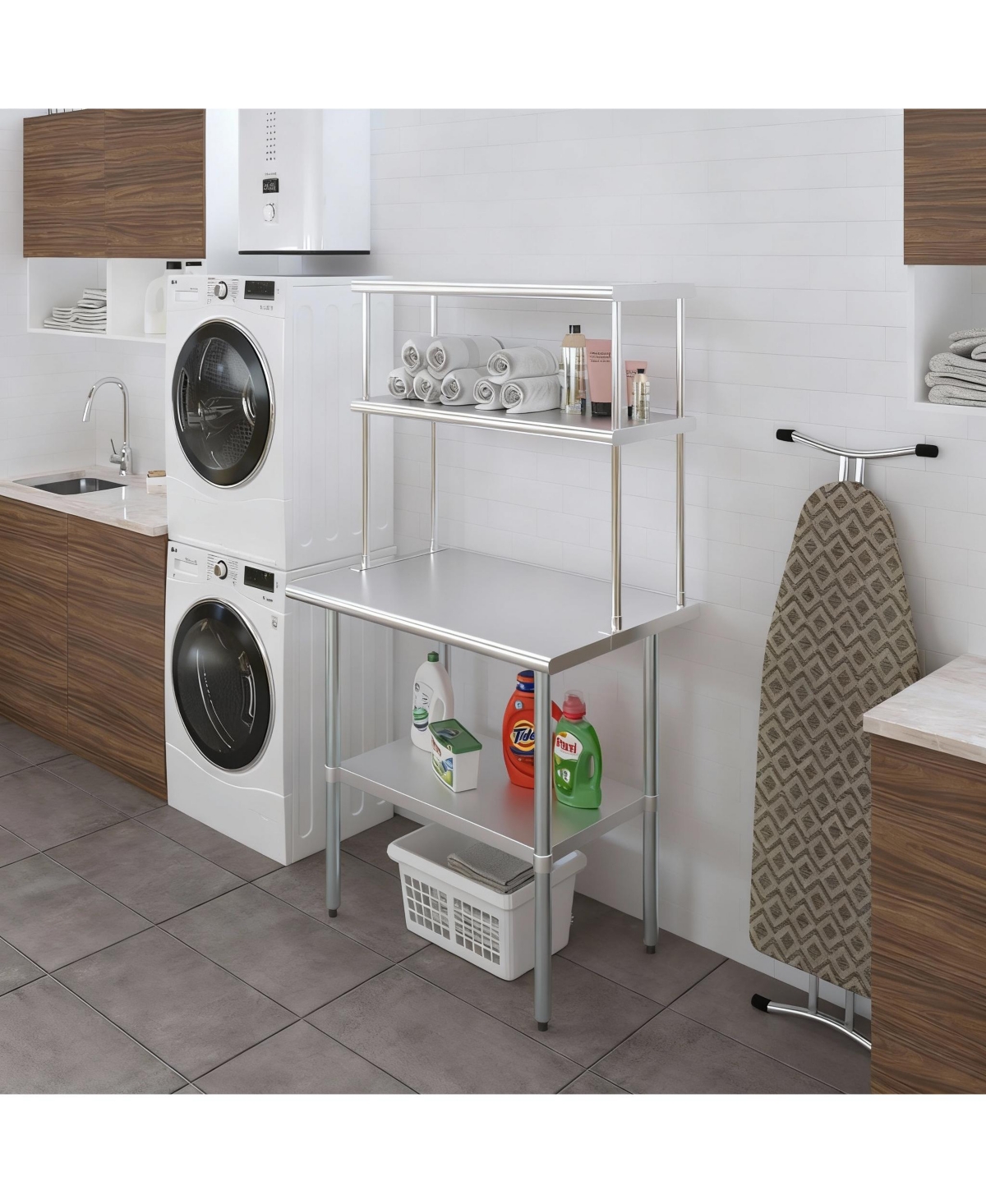14" x 36" Double-Tier Stainless Steel Overshelf, 255 Lbs Capacity