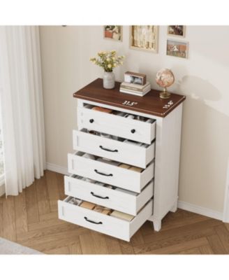 5 Dresser for Bedroom, 41.3 in Tall Vertical Drawer Dresser with Large Storage, Freestanding Wooden Closet Chest