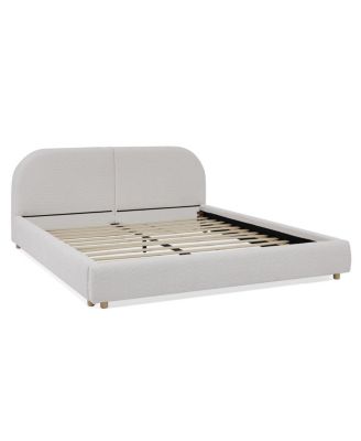 Streamdale Queen Size Upholstered Bed Frame, Modern Minimalist Curved Headboard