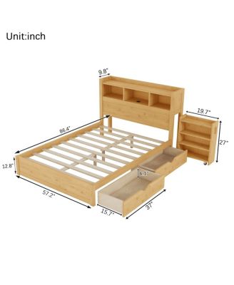 Full Size Storage Bed with LED Headboard and Drawers