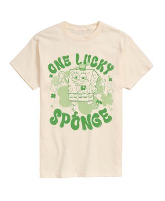 Men's SpongeBob Squarepants One Lucky Sponge Clovers Short-Sleeve Graphic T-Shirt