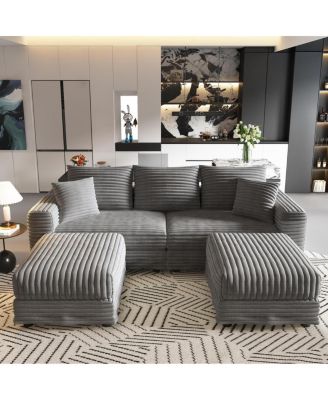 82.7" Plush Corduroy 3-Seat Sofa, Modern Comfy Upholstered Cloud Couch