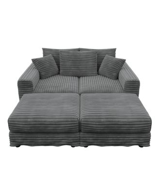 82.7" Plush Corduroy 3-Seat Sofa, Modern Comfy Upholstered Cloud Couch