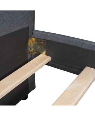 Upholstered Twin Daybed with 2 Drawers, Wood Slat Support