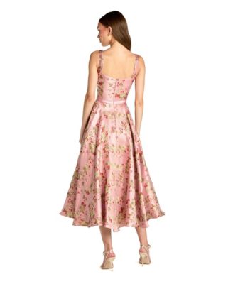 Women's Sleeveless Brocade A Line Midi Dress