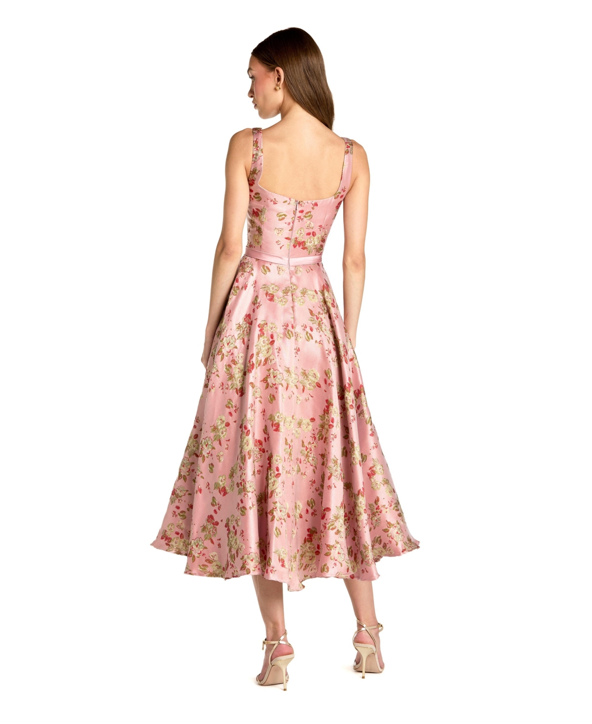 Mac Duggal Women's Sleeveless Brocade A Line Midi Dress