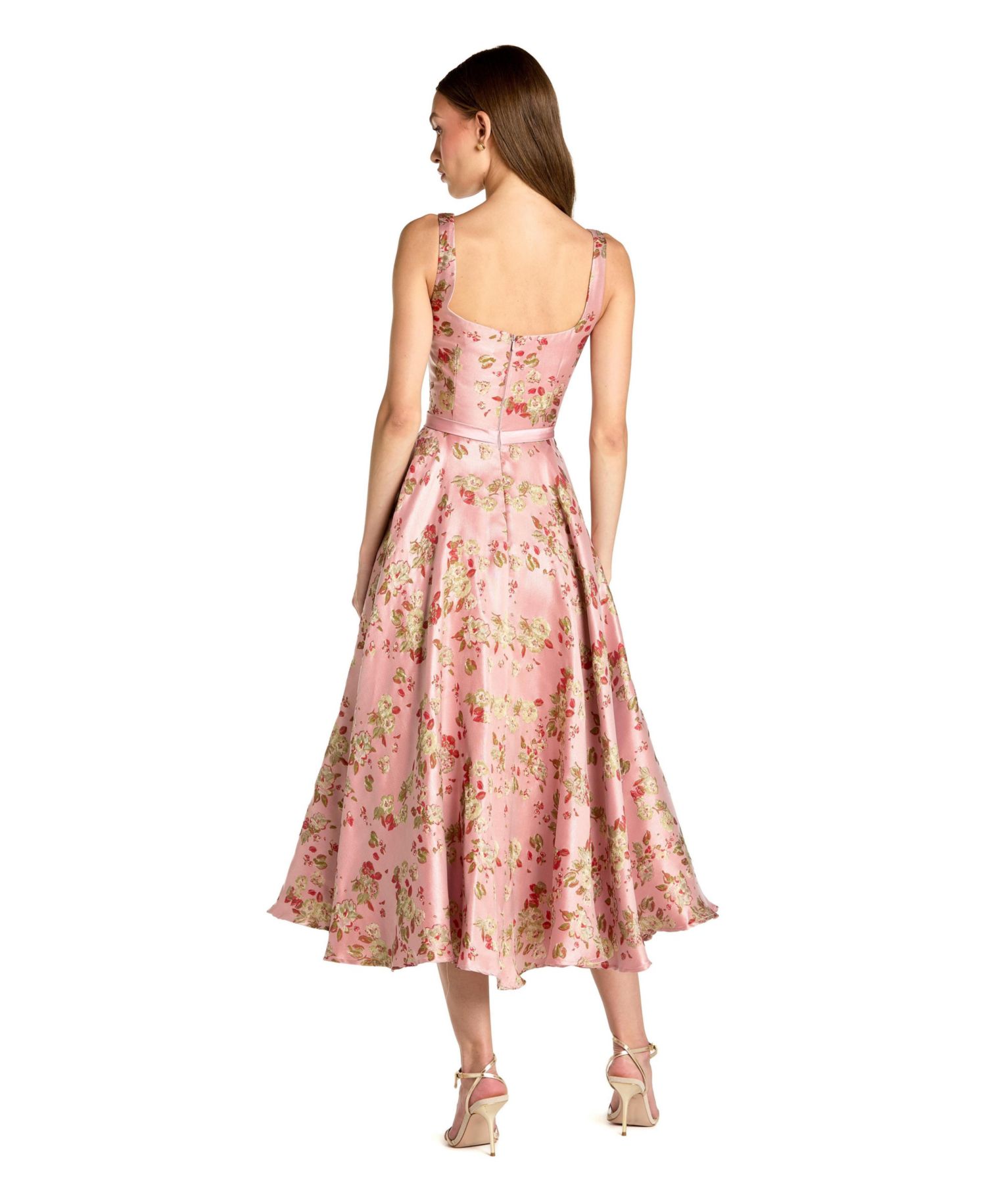 Women's Sleeveless Brocade A Line Midi Dress