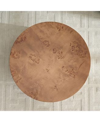 Burl Wood Veneer Coffee Table with Sturdy Pedestal