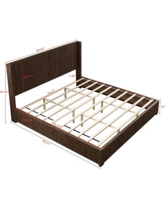 Solid Walnut King Platform Bed Frame - No Box Spring Needed