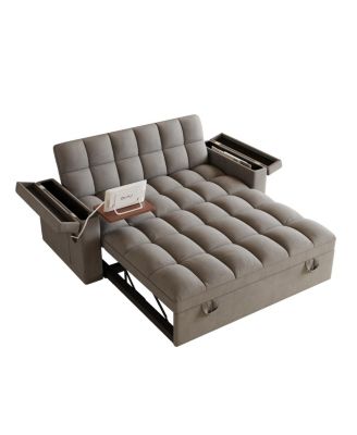  65-inch 3-in-1 foldable sofa bed with table, storage armrests