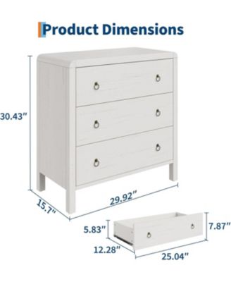 Dresser for Bedroom, Chest of Dressers, 30" Tall Dresser for Closet with 3 Drawers, Nightstand Large Clothes Storage Cabinet for Bedroom