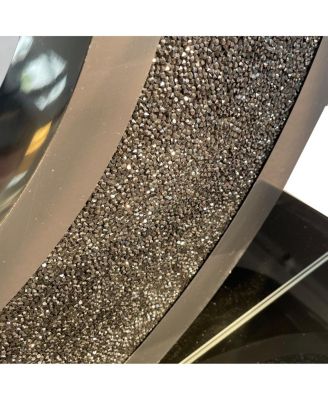 Mirrored O-Shaped Console Table with Crystal Accents