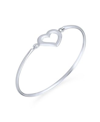 Romantic Open Heart Bangle Bracelet .925 Sterling Silver