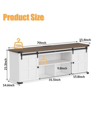 Farmhouse TV Stand for 75 Inch TV, Entertainment Center with Storage Cabinets and Sliding Barn Doors