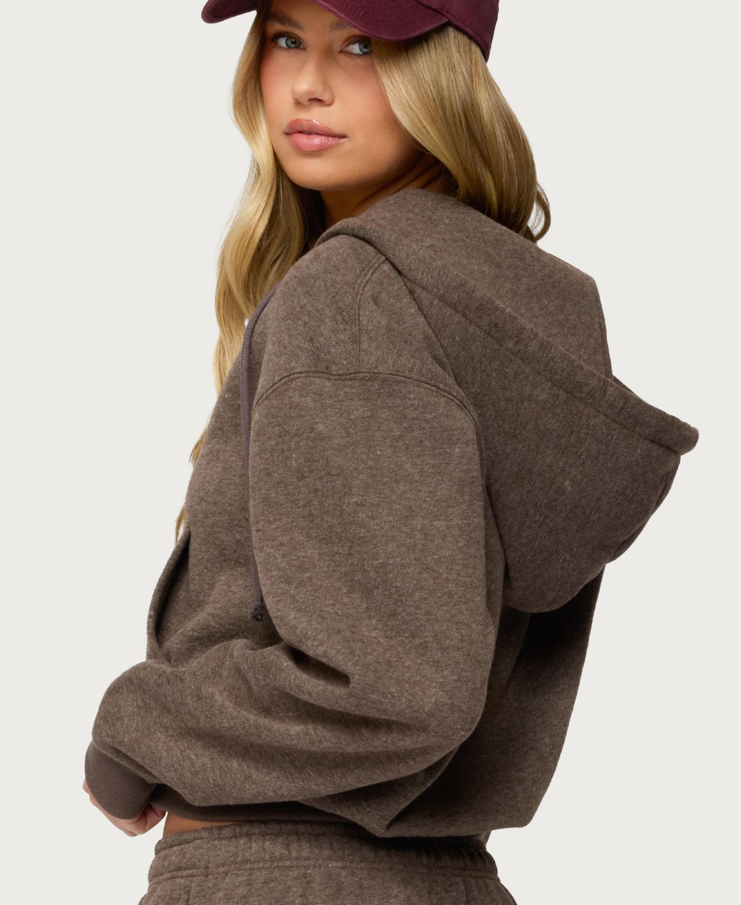 Женское худи Edikted Sweatshirts Laulie Zip Up, цвет: Коричневый — фото 2