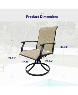 Set of 2 Outdoor Swivel Dining Chairs Breathable Textilene Patio Lawn Chairs with 360° Swivel for Front Porch Backyard Deck