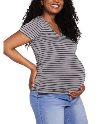 Maternity Motherhood V-Neck Side-Ruched Short Sleeve Tee