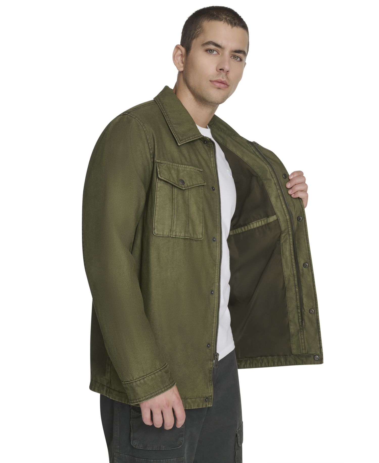 Men's Two-Pocket Utility Zippered Shirt Jacket