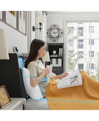  Bed Frame with Ergonomic Headboard, Outlets, LED Light & Shelf