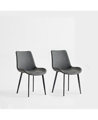 PU Leather Dining Chairs Set of 2, Dining Chair with Iron Legs