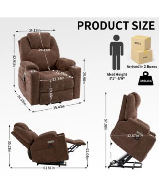 Power Lift Recliner Chair with 8-Point Massage & Heating 350 lbs Capacity USB/Type-C Ports and Cup Holders