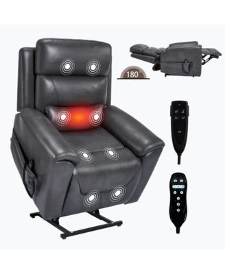 Dual Motor Infinite Position Up to 350 LBS Power Lift Recliner Chair, with 8-Point Vibration Massage and Lumbar Heating
