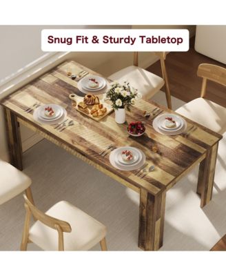 63" Dining Table for 4-6, Farmhouse Wood Kitchen Table with 4 Strong Legs, Large Thick Tabletop