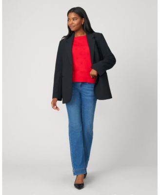 Women's Textured Heart Elbow Sleeve Sweater