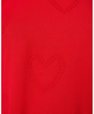 Women's Textured Heart & Bow Crewneck Sweater