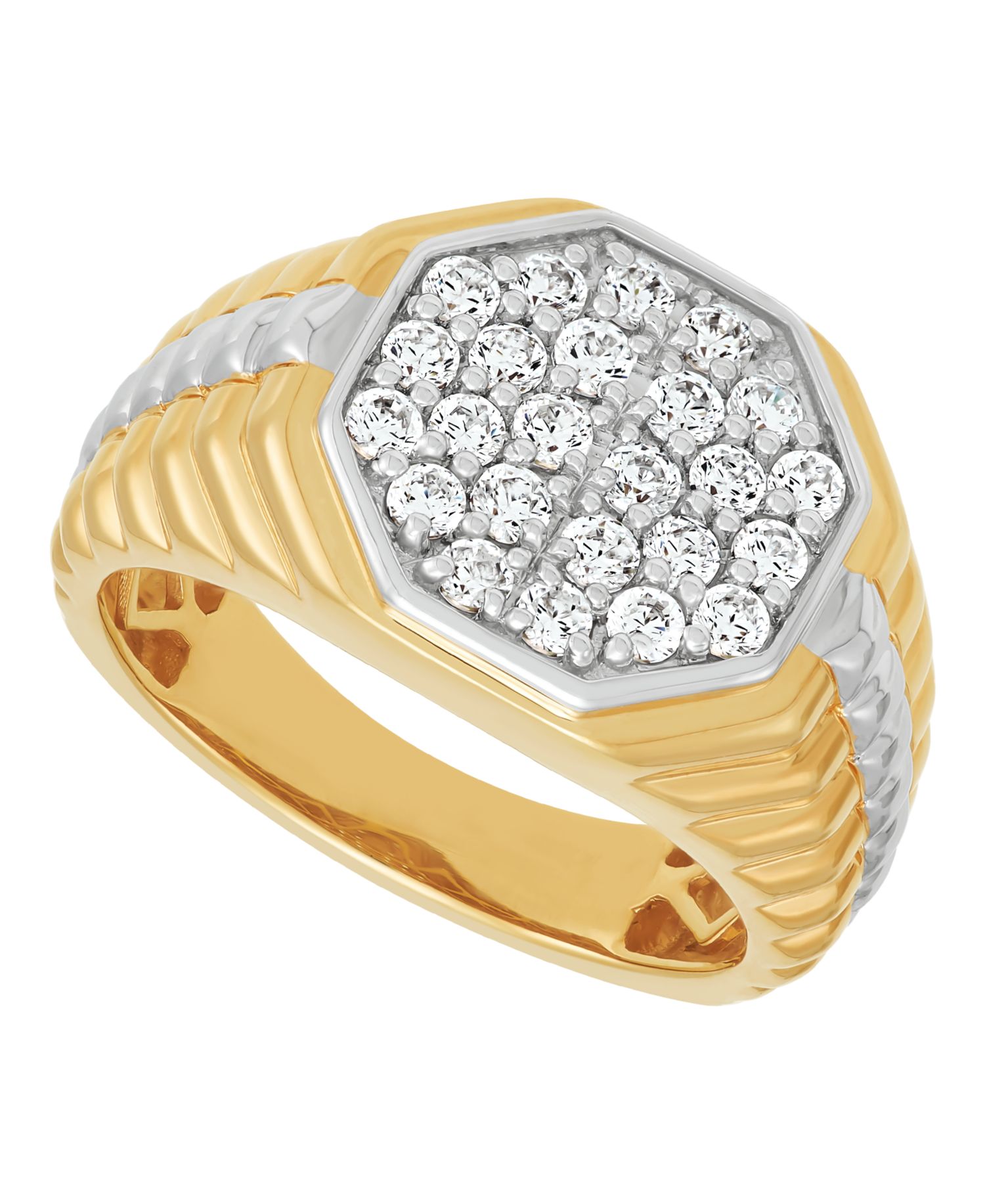 Lab Grown Diamond Cluster Ring (1 ct. t.w.) in 14k Yellow Gold Plated Sterling Silver with Rhodium