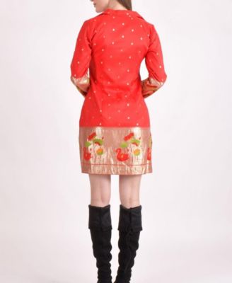 Women's Jacquard Butti Silk Mini Blazer Dress