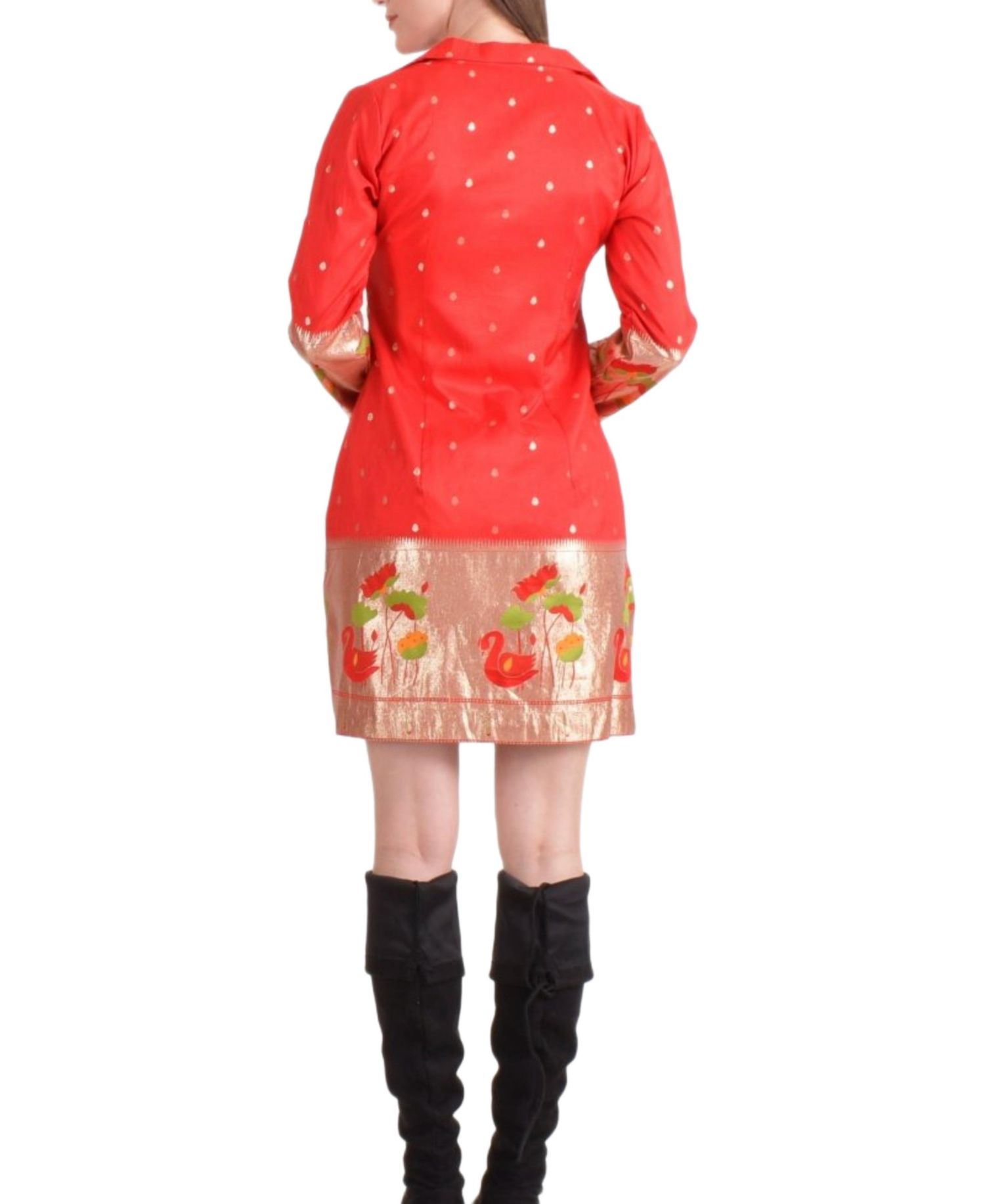 Women's Jacquard Butti Silk Mini Blazer Dress